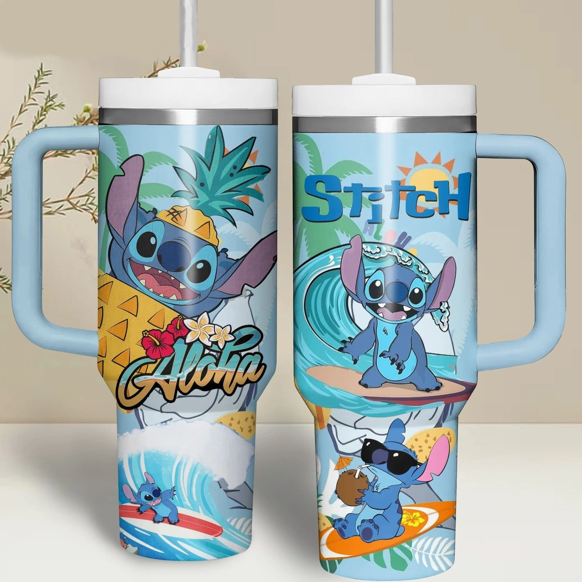 Stitch Disney Aloha Stitch Disney Summer Beach Large Tumbler