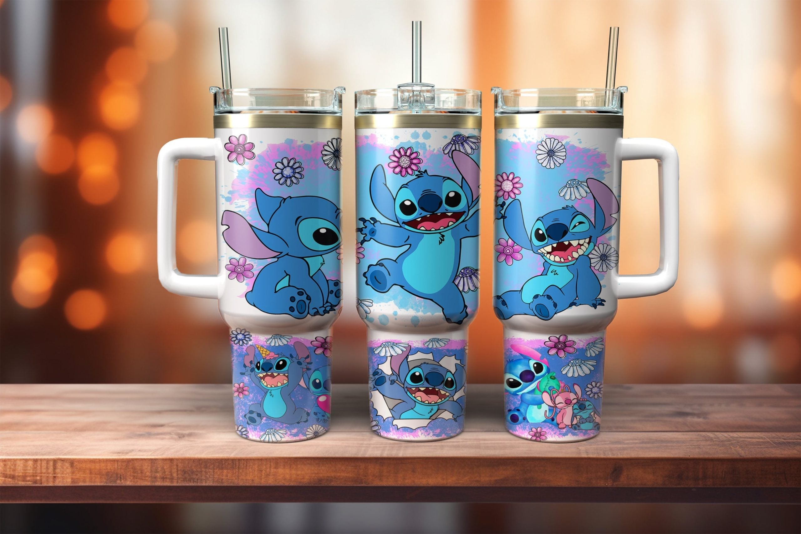 Stitch Disney Stitch All Poses Cute Large Tumbler