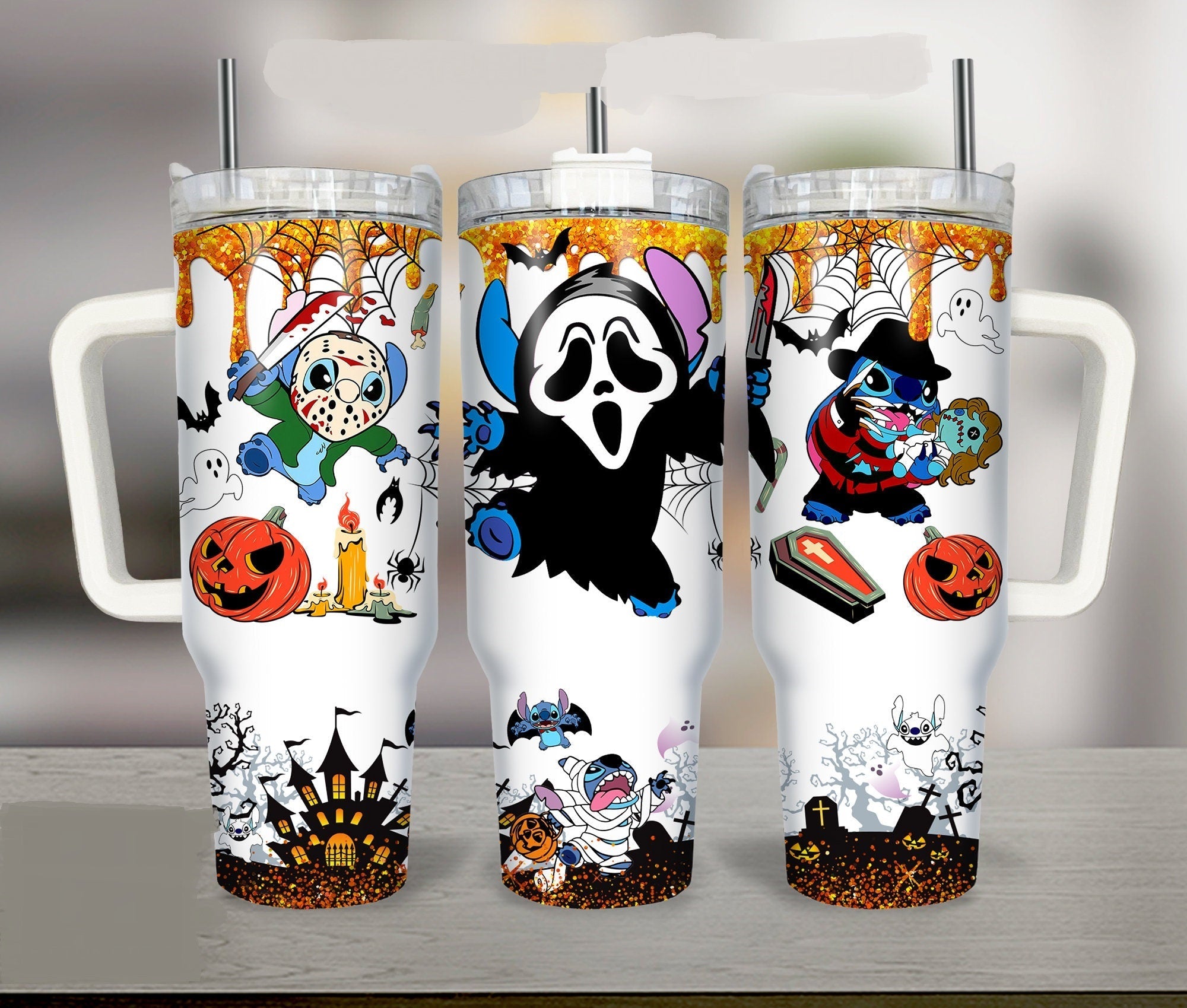 Stitch Disney Halloween Scary Stitch Disney Large Tumbler