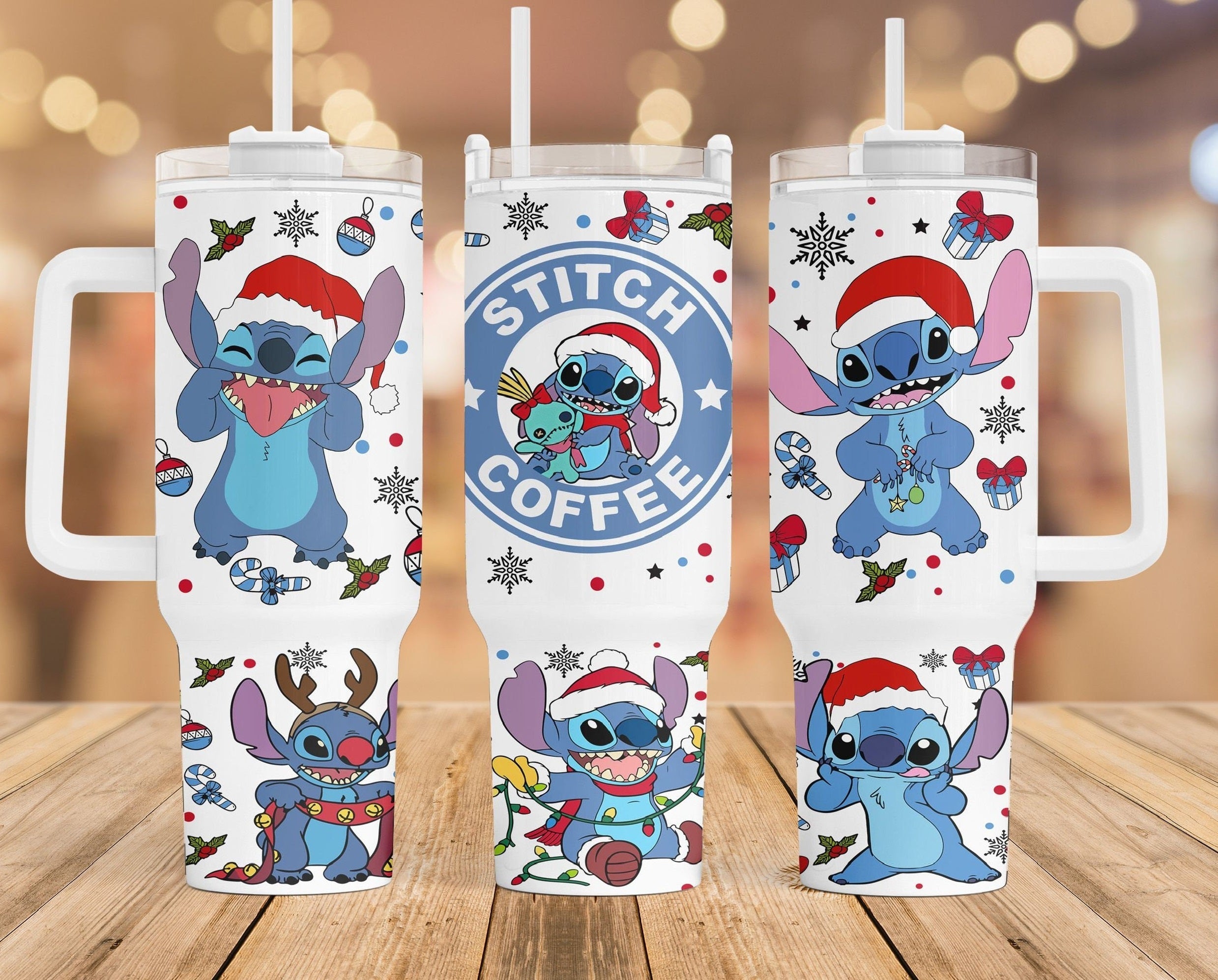 Stitch Disney Coffee Christmas Large Tumbler