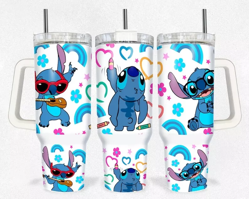 Stitch Disney Painting Rainbow Large Tumbler