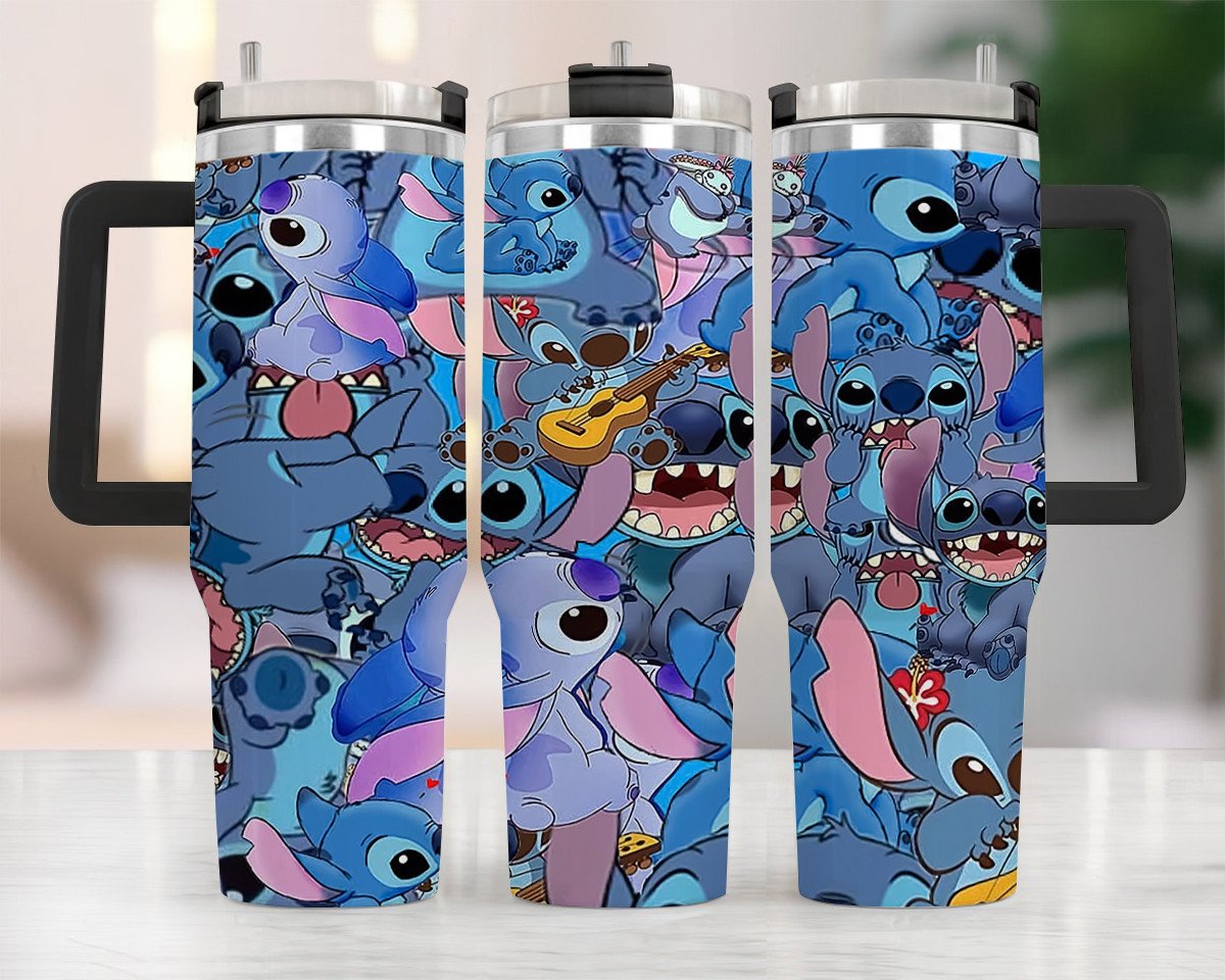 Stitch Disney Poses Doodle Large Tumbler