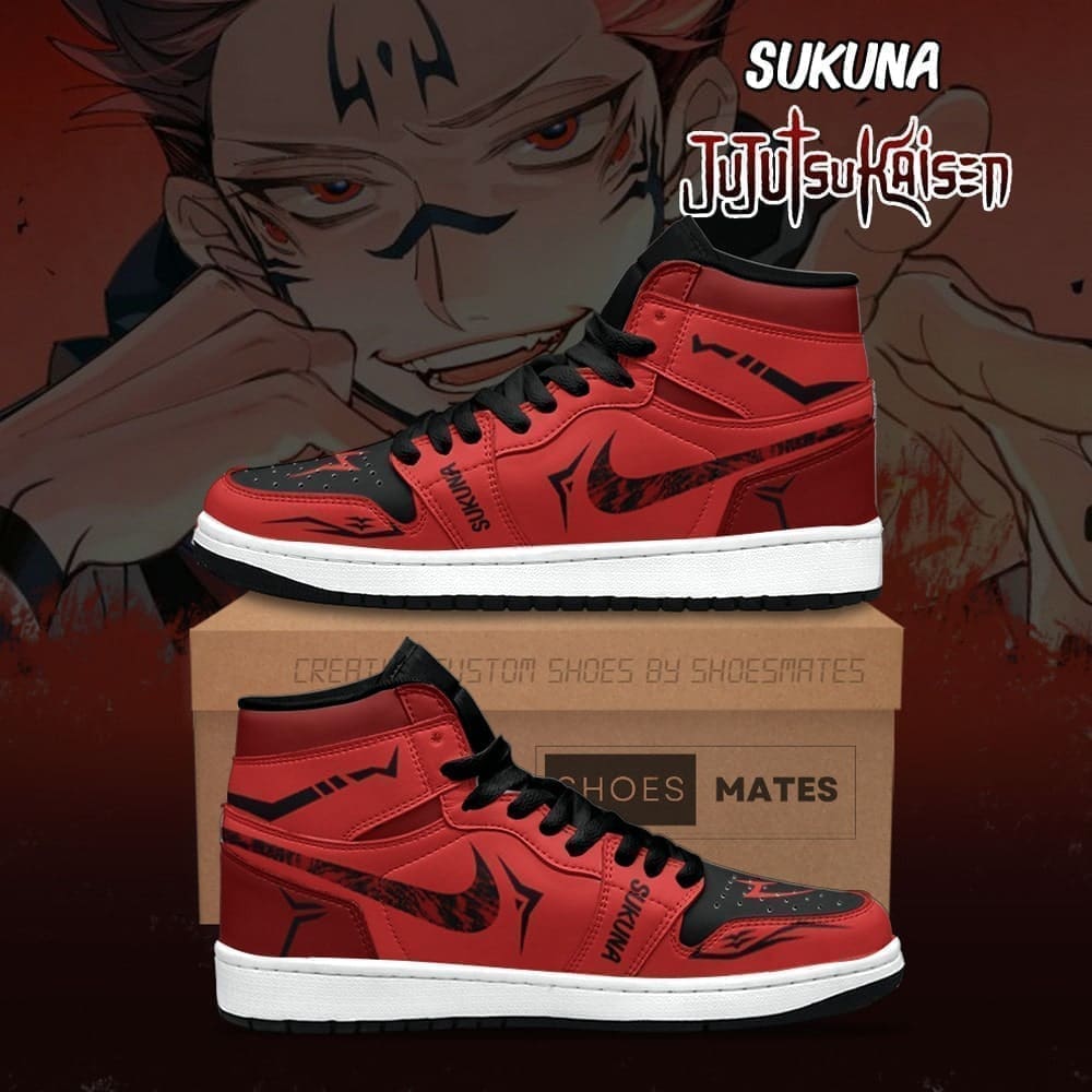Embrace Cursed Power with Sukuna Air Jordan 1 High Top Shoes