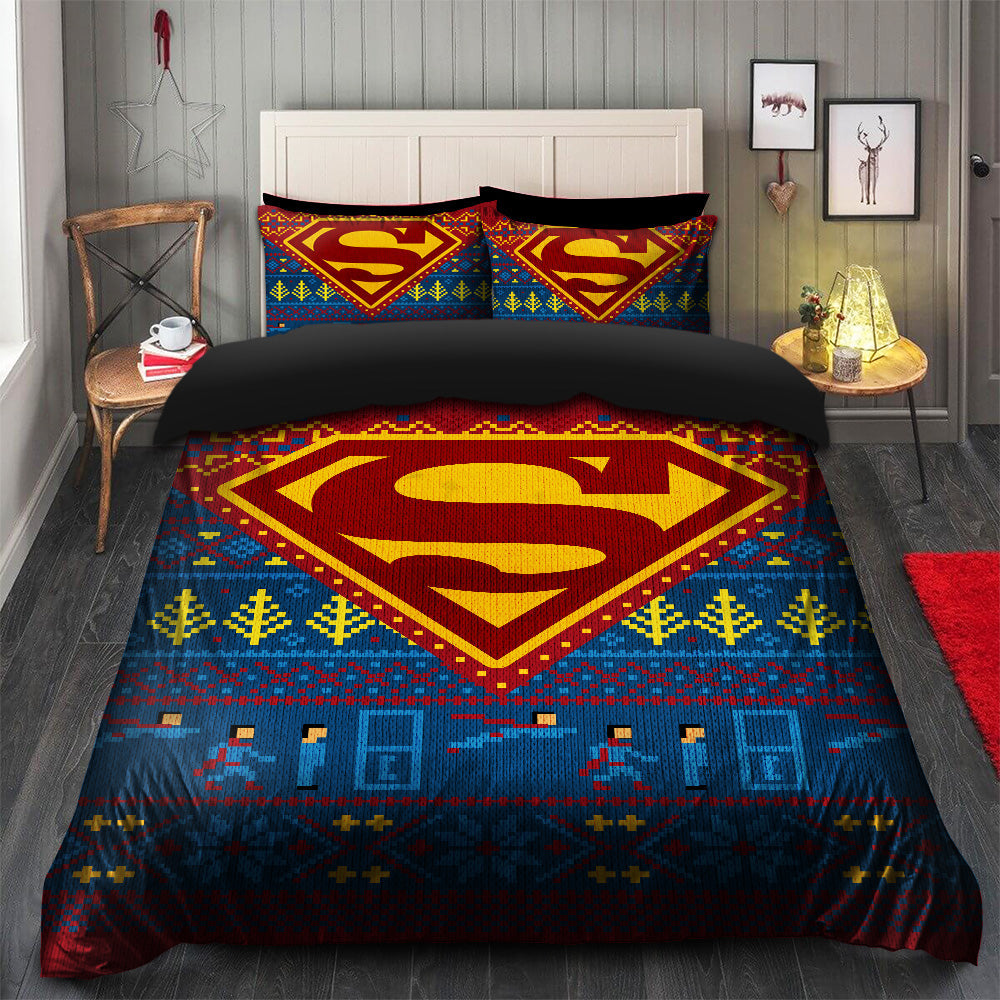 Superman Duvet Cover Set with 2 Pillowcases for Christmas Bedding