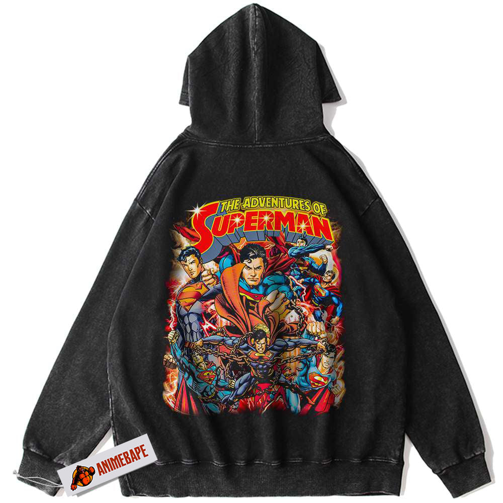 Vintage Superman Hoodie, DC Comics Cozy Sweatshirt for Men