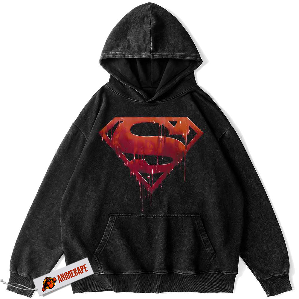 Superman Vintage Hoodie, DC Comics Graphic Sweatshirt for Men