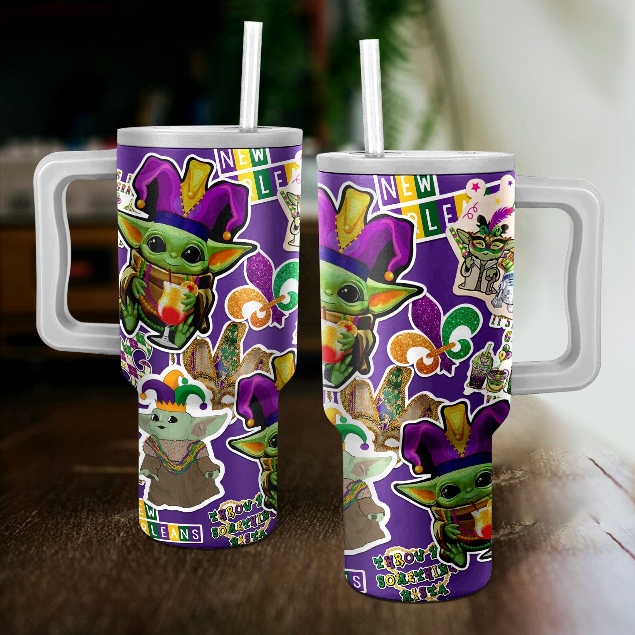 Star Wars Mardi Gras Baby Yoda Large Tumbler