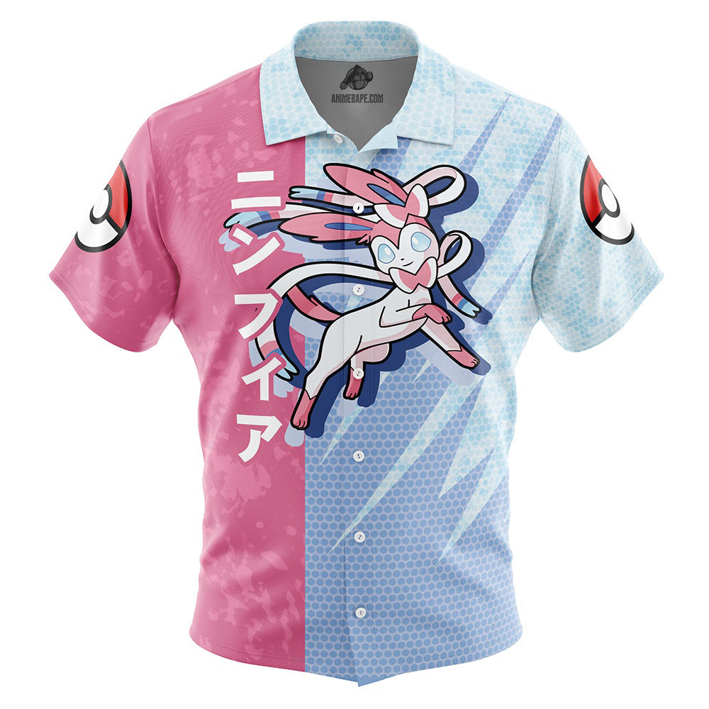 Sylveon Attack Pokemon Button Up Hawaiian Shirt