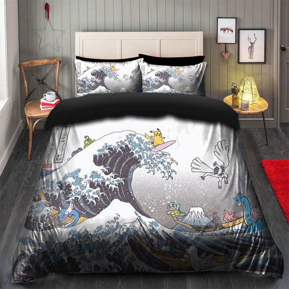 Great Wave Pokemon Duvet Cover Set with 2 Pillowcases