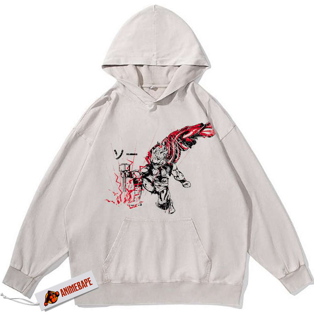 Vintage Thor Hoodie, Marvel Comics Graphic Sweatshirt for Men