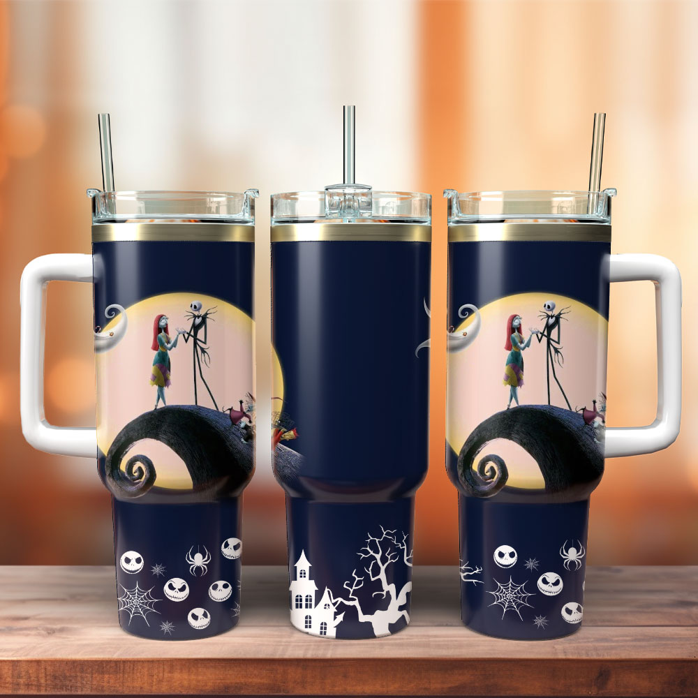 The Nightmare Before Christmas Jack And Sall Under Moonlight Large Tumbler