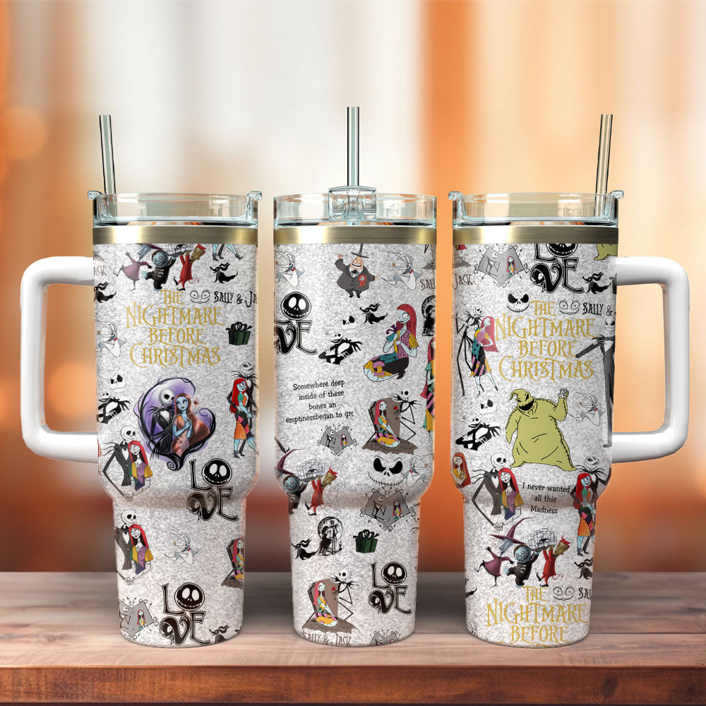 The Nightmare Before Christmas Jack Sally Oogie Boogies Gray Large Tumbler