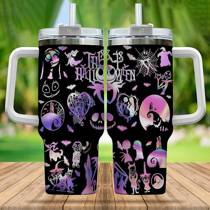 The Nightmare Before Christmas This Is Halloween Jack Sally Silhouette Large Tumbler