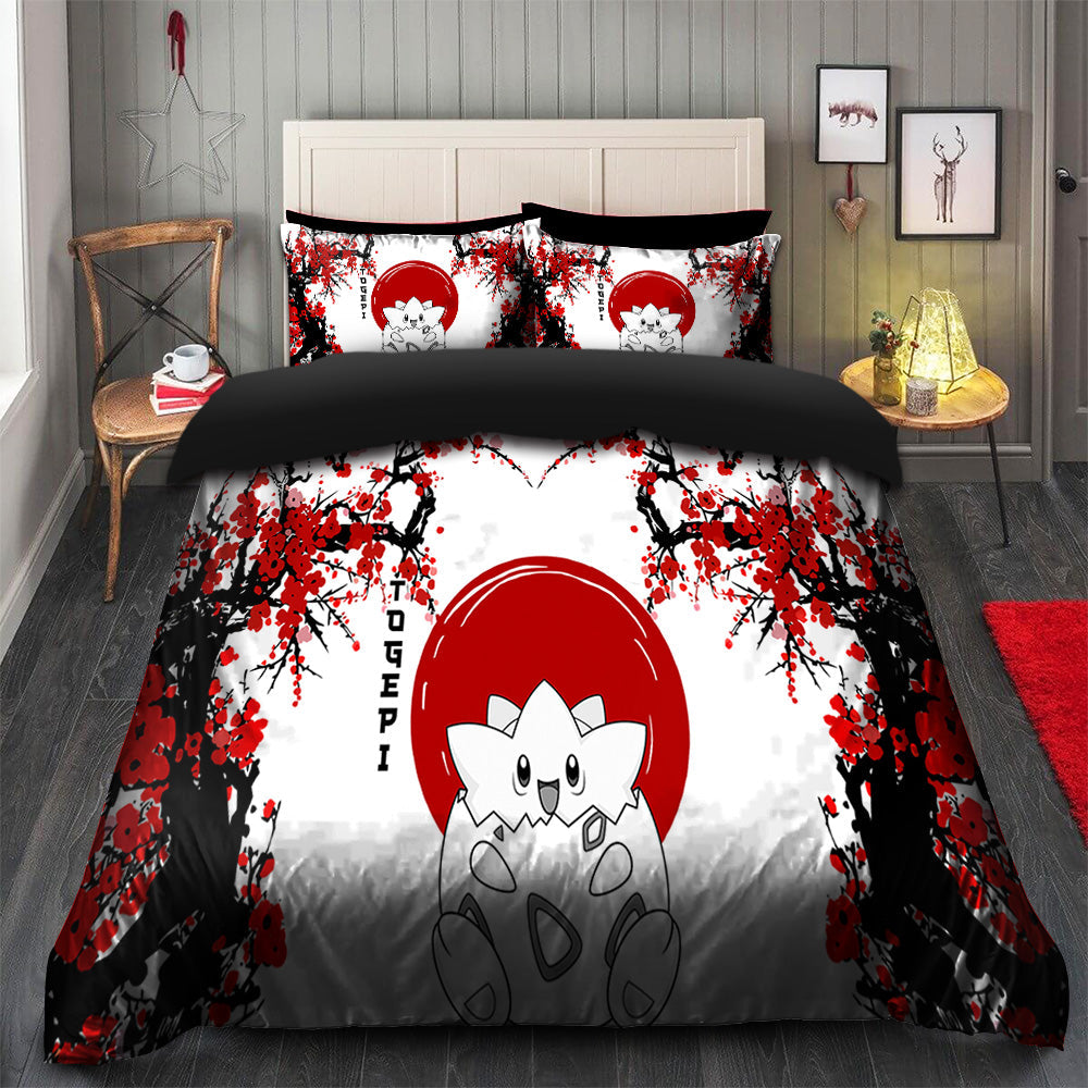 Togepi Bedding Set Japan Style Duvet Cover with 2 Pillowcases