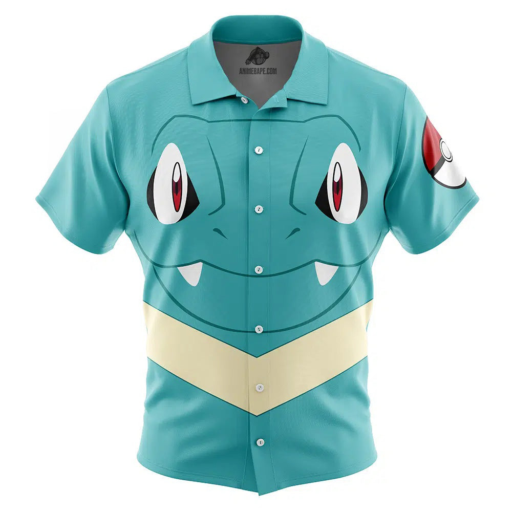 Totodile Face Pokemon Button Up Hawaiian Shirt