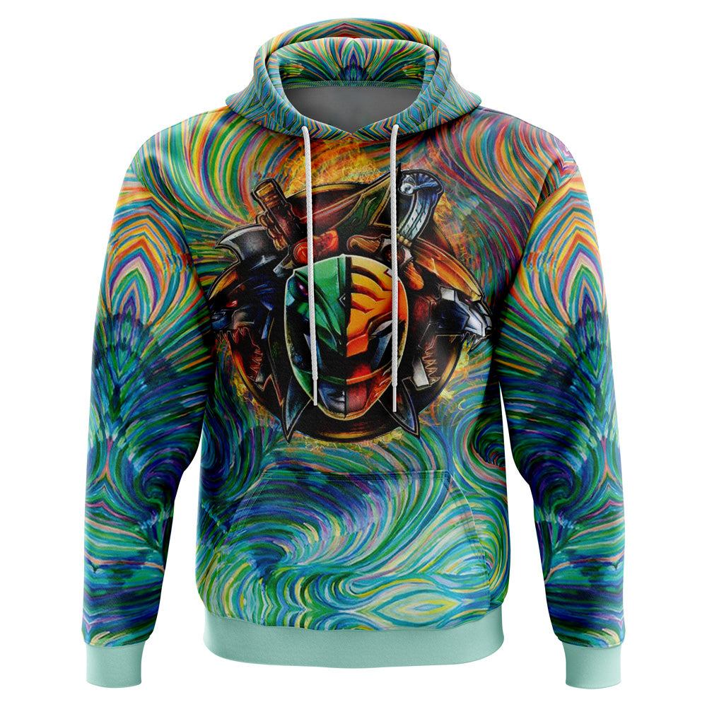 Trippy Green White Power Rangers Hoodie