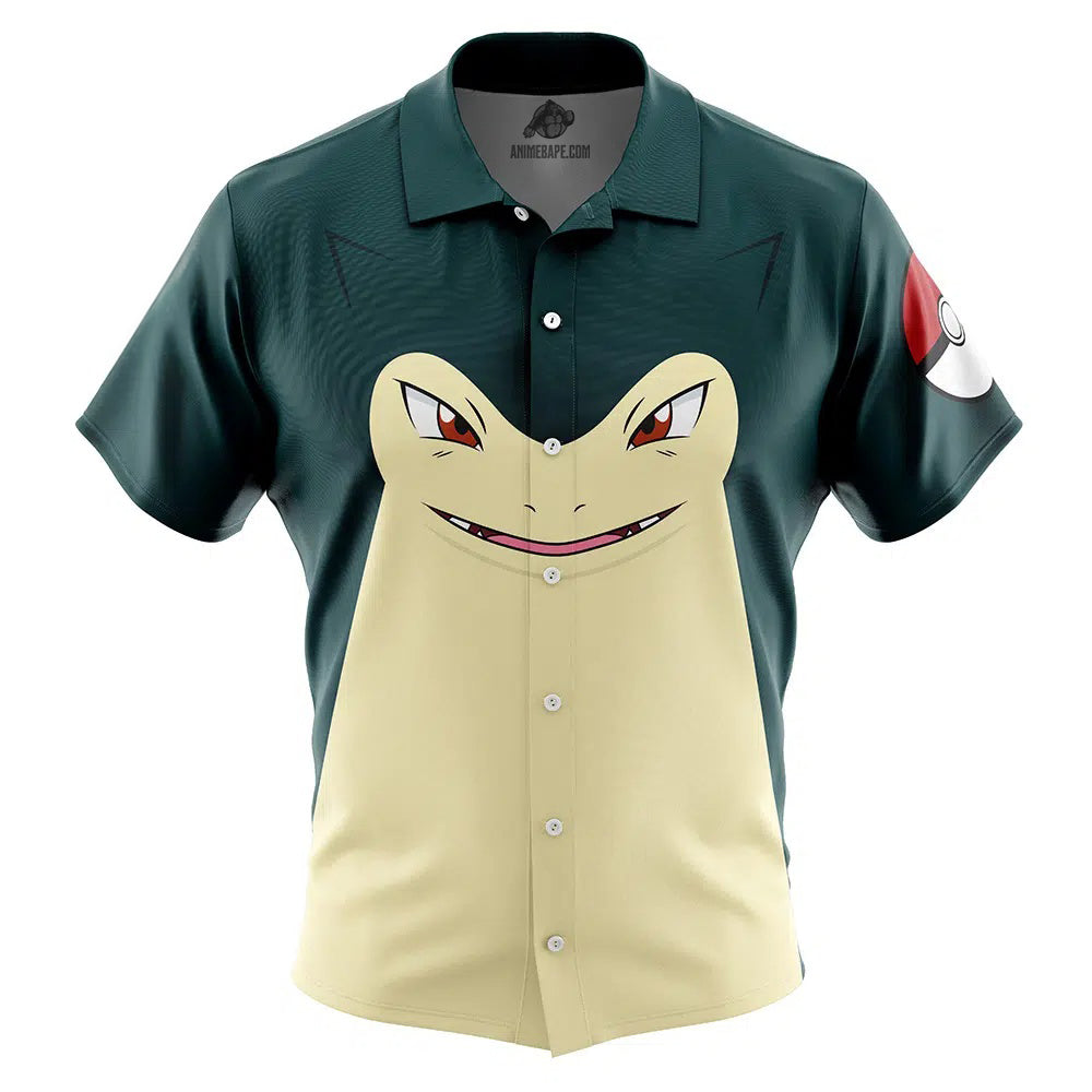 Typhlosion Face Pokemon Button Up Hawaiian Shirt