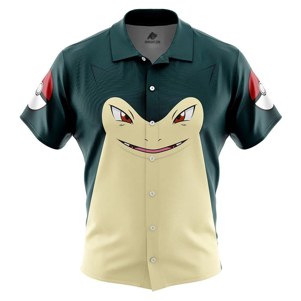 Typhlosion Face Pokemon Button Up Hawaiian Shirt