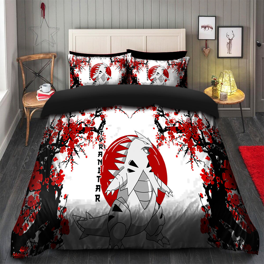Tyranitar Bedding Set Duvet Cover with 2 Pillowcases Japan Style