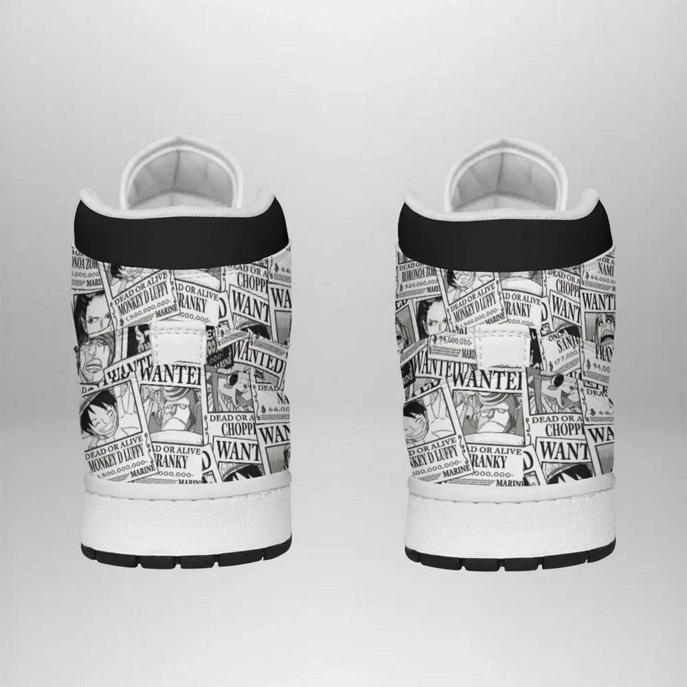 Straw Hat Wanted Posters Pattern One Piece Special High Top Shoes