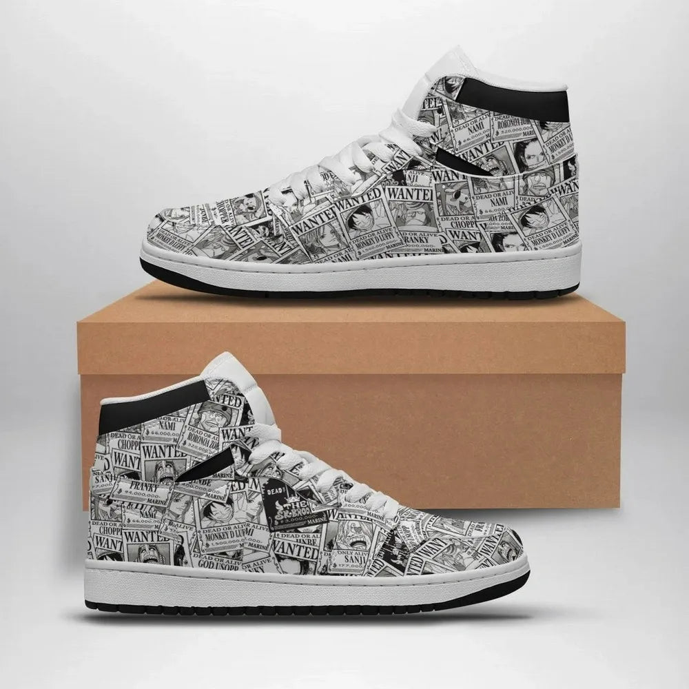 Straw Hat Wanted Posters Pattern One Piece Special High Top Shoes