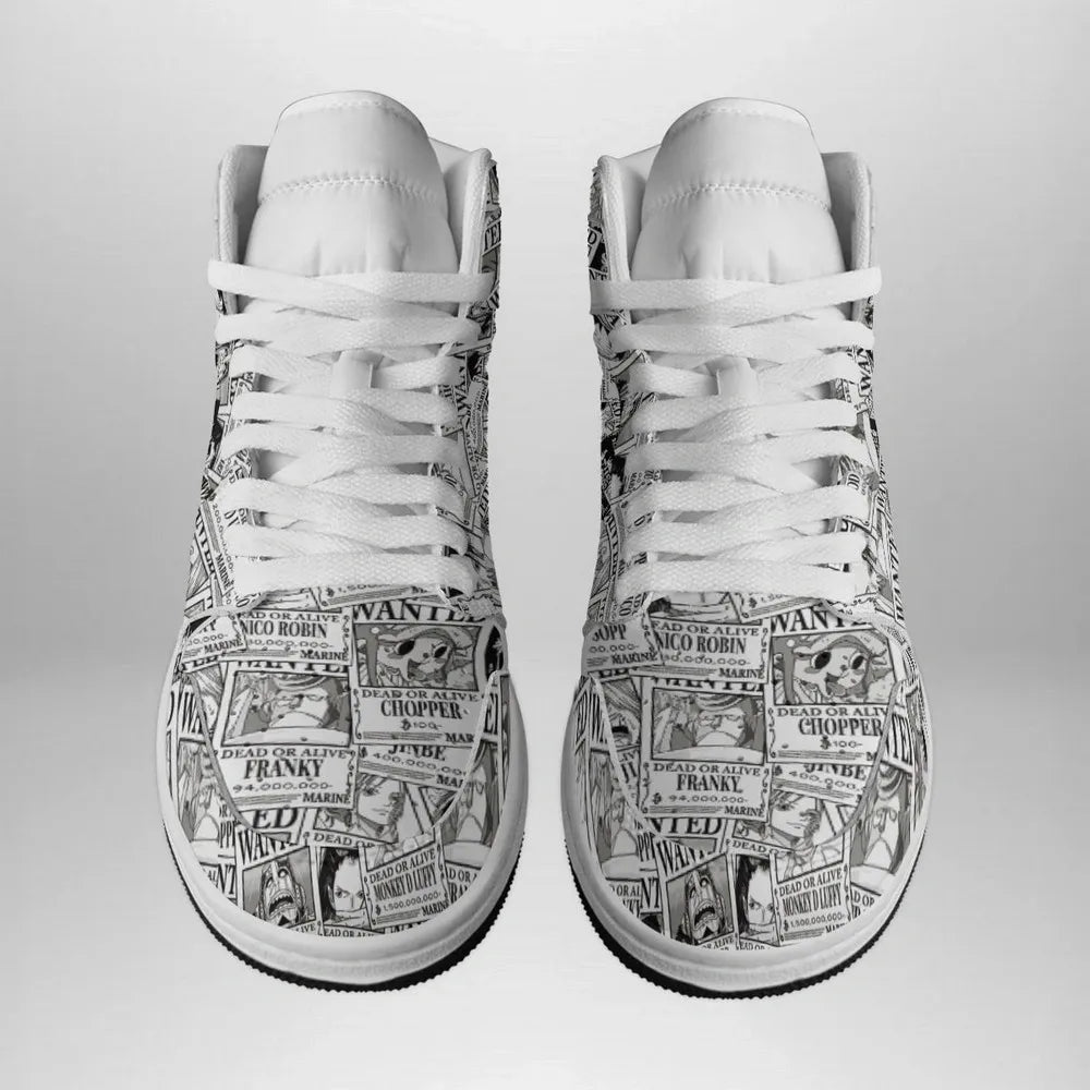 Straw Hat Wanted Posters Pattern One Piece Special High Top Shoes