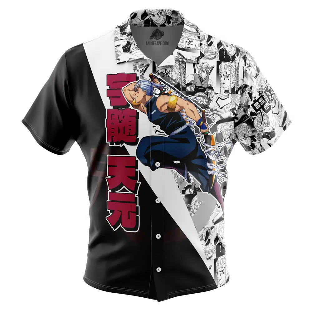 Uzui Tengen Manga Collage Demon Slayer Button Up Hawaiian Shirt