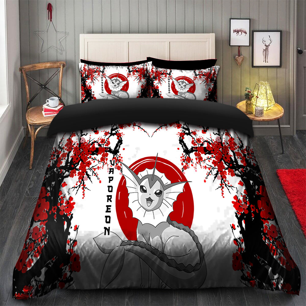 Vaporeon Bedding Set Japanese Style Duvet Cover with 2 Pillowcases