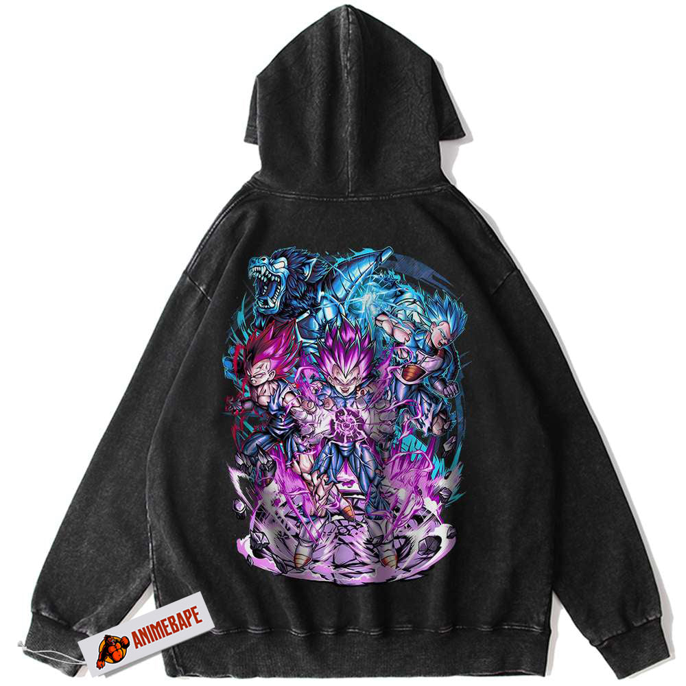 Dragon Ball Z Vegeta Vintage V3 Hoodie, Anime DBZ Hoodie for Fans