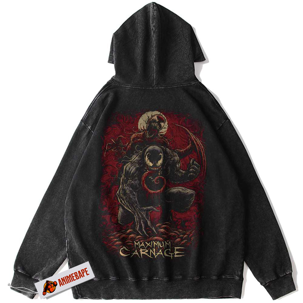 Venom Carnage Vintage Hoodie, Marvel Comics Apparel