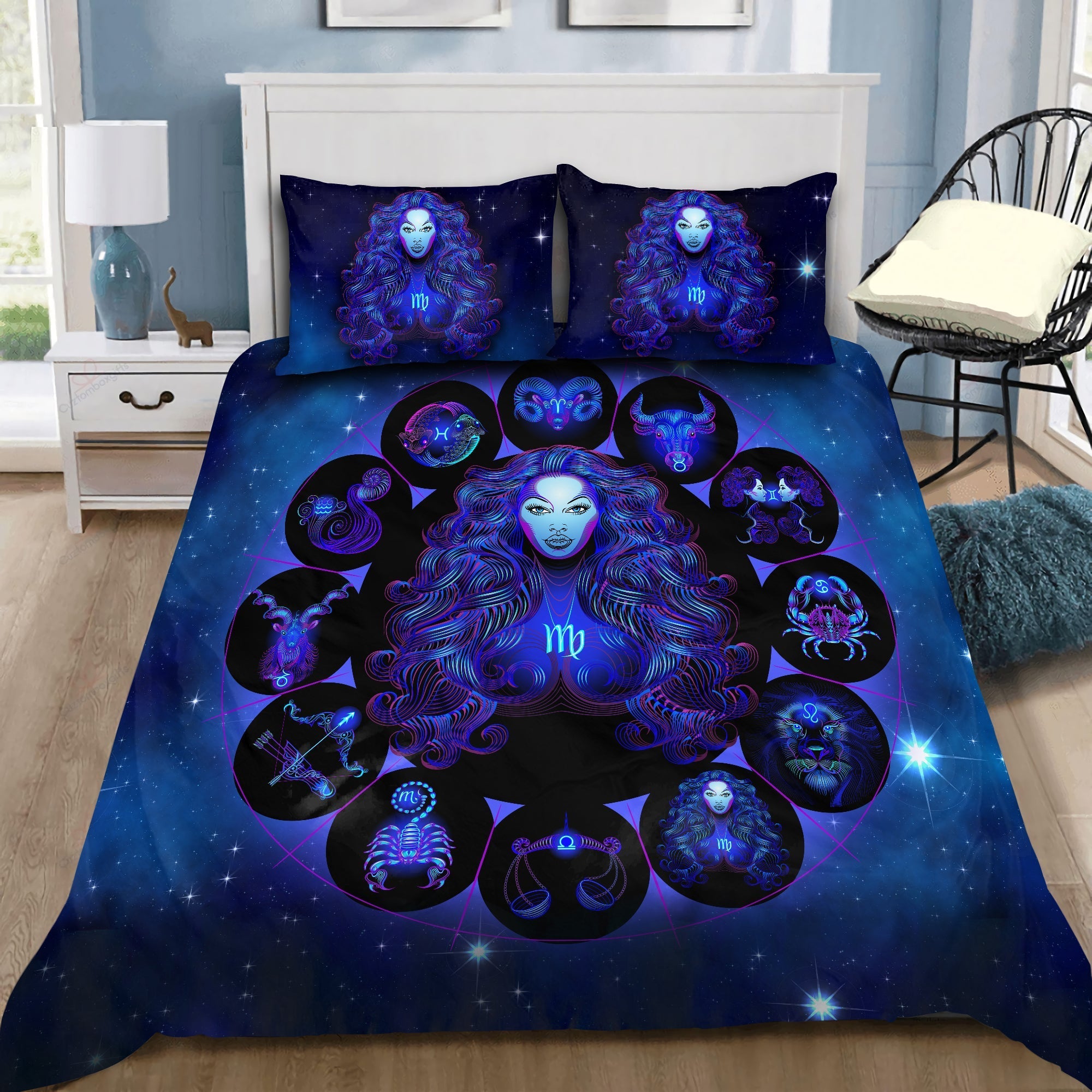 Virgo Zodiac Duvet Cover Bedding Set with 2 Pillowcases