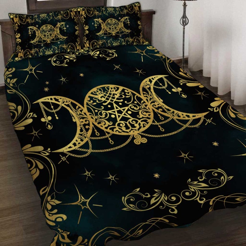 Witch Triple Moon Duvet Cover Set with 2 Pillowcases