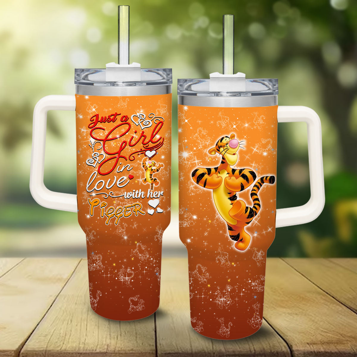Disney Winnie the Pooh Just A Girl In Love With Her Tigger Large Tumbler