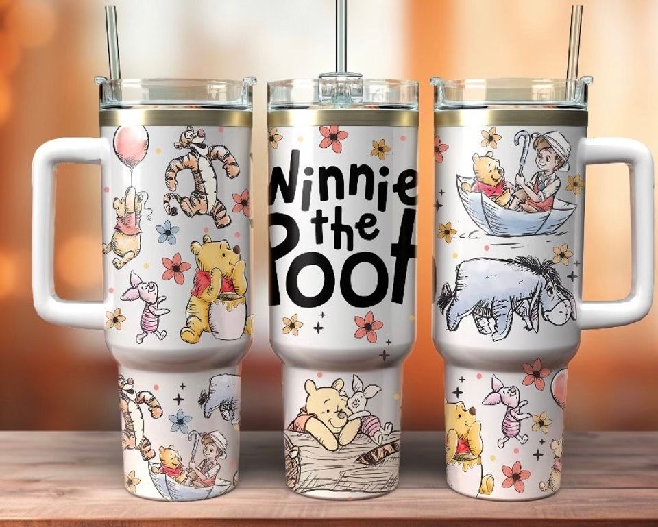 Disney Winnie the Pooh And Friends Vintage Art Style Large Tumbler