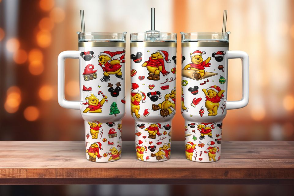 Disney Winnie the Pooh Christmas Hat And Items Large Tumbler