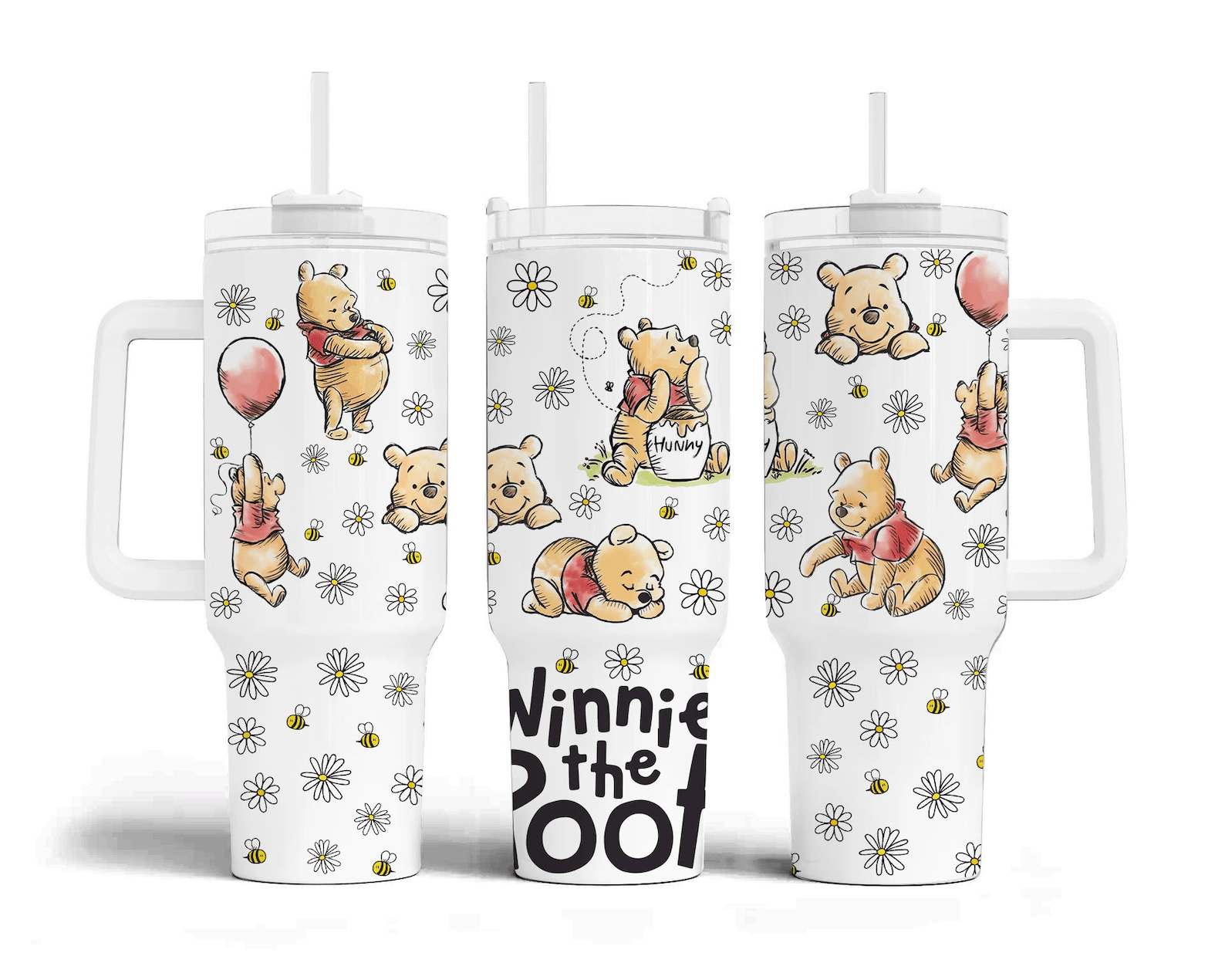 Disney Winnie the Pooh Poses Daisy Flower Large Tumbler
