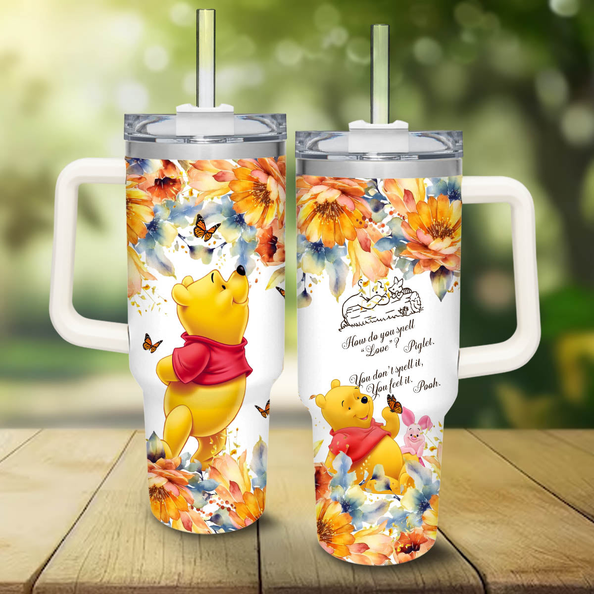 Disney Winnie the Pooh You Can't Spell It You Feel It Large Tumbler