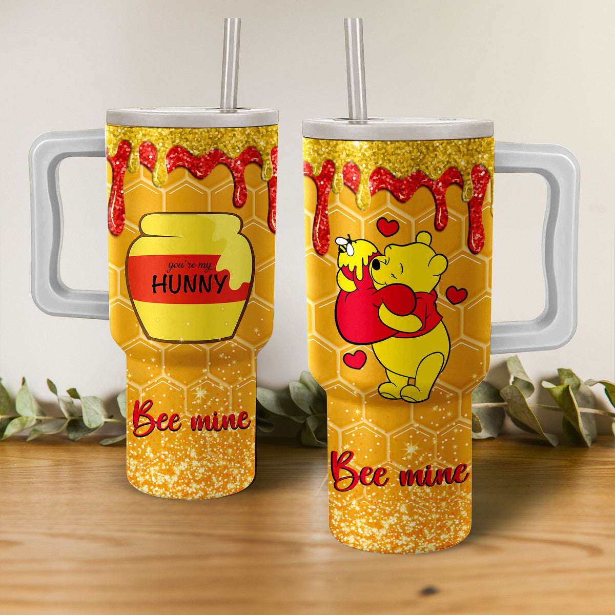 Disney Winnie the Pooh You're My Hunny Bee Mine Large Tumbler