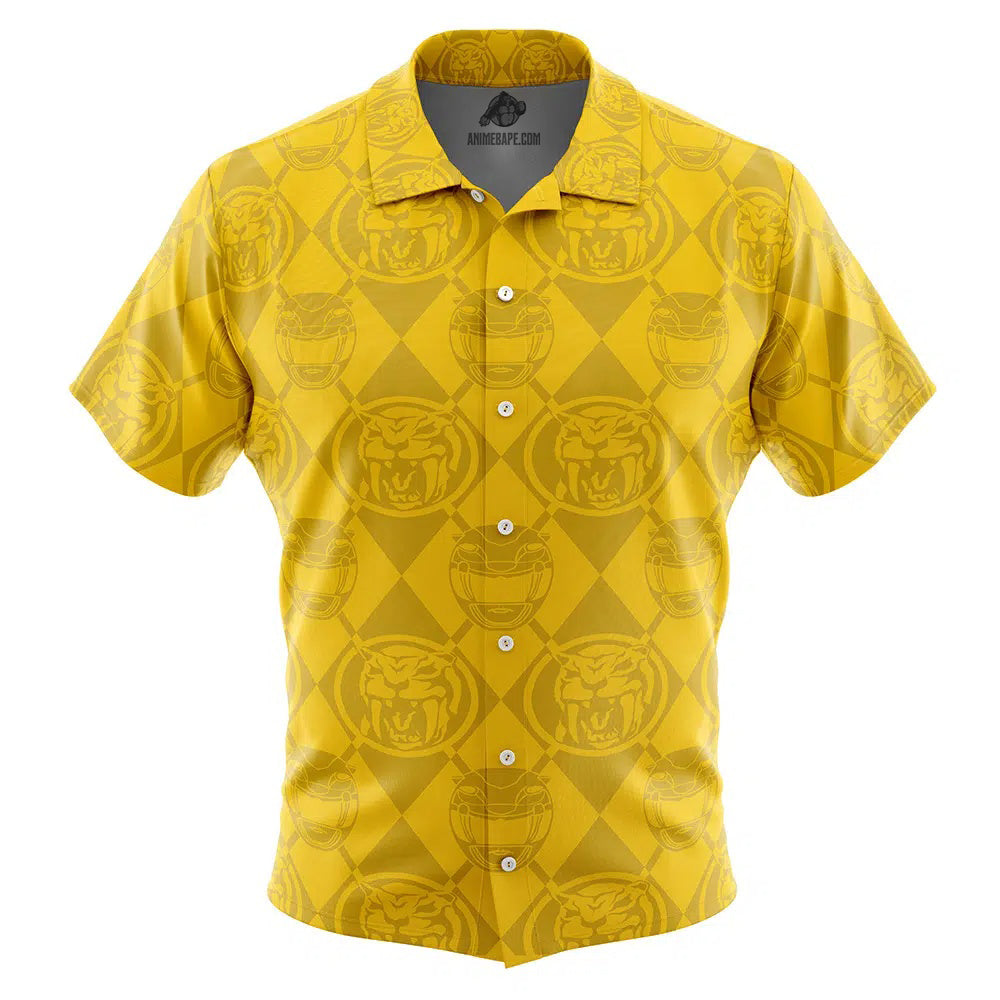 Yellow Ranger Pattern Power Rangers Button Up Hawaiian Shirt