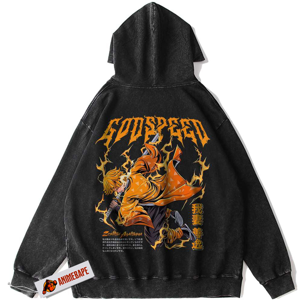 Demon Slayer Zenitsu Agatsuma Vintage Hoodie, Anime Hoodie 3